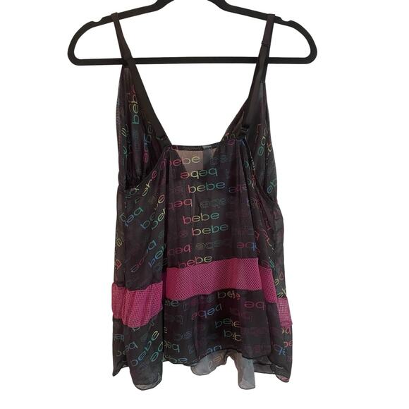 Y2K Bebe Babydoll Cami Tank Top See Thru Black Lace Whimsigoth Fairy Grunge 90s - Picture 5 of 7
